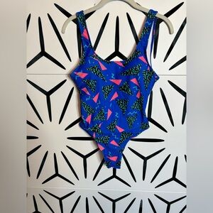 NWT MIAIULIA Y2K Retro High Cut Low Back One-Piece Swimsuit Size XS